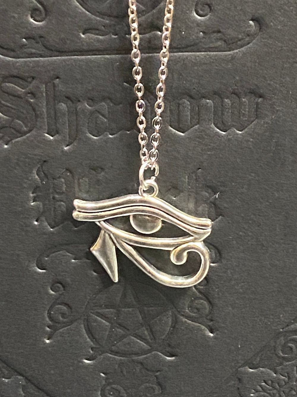 Eye of Horus Necklace – Egyptian Protection Amulet – Black Cord or Stainless